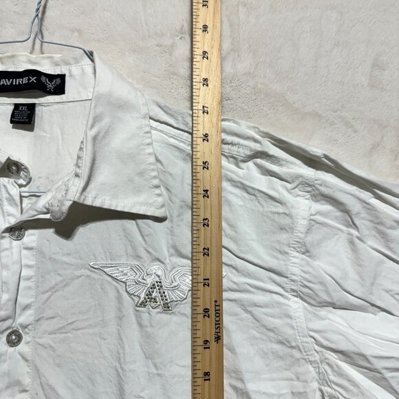 Vintage Avirex White Embroidered Long Sleeve Button Up Dress Shirt Men's XXL - Picture 12 of 16